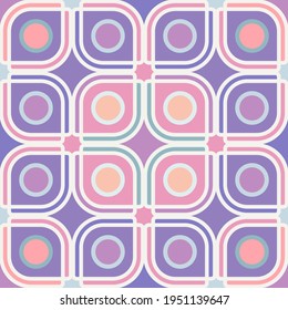 Seamless pattern. An abstract texture made from arcs and circles. Purple and pink.