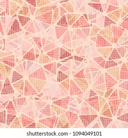 Seamless pattern. Abstract texture. Rounded heptagons divided into sectors. Color hodgepodge. Covered with a translucent mesh.