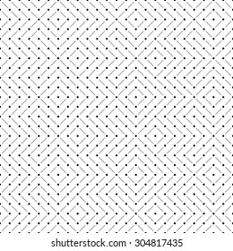 Seamless pattern. Abstract textured background. Simple texture with regularly repeating geometrical, shapes, lines, dots, dashed zigzags and rhombuses. Vector element of graphic design