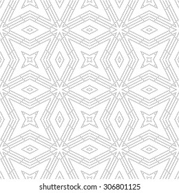 Seamless pattern. Abstract textured background. Stylish geometrical texture with repeating dotted stars and rhombuses. Vector element of graphical design