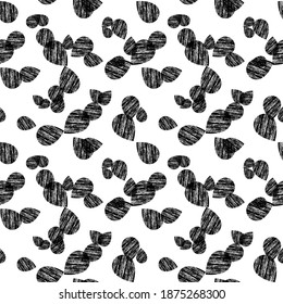 Seamless pattern of abstract textured black shapes. Endless chaotic elements on a white background. Monochrome print with repeating patterns. Vector illustration in a flat style.