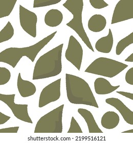 Seamless pattern with abstract textured leaves. Autumn vector background. 