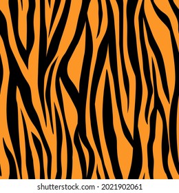 Seamless pattern abstract tiger skin with stripes. Animal wild ornament. Vector graphics.