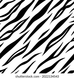 Seamless pattern abstract tiger skin, zebra with stripes. Decoration in the form of wild animals. Vector graphics.