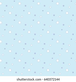 Seamless Pattern of Abstract Tiny Flowers on Pastel Blue Background