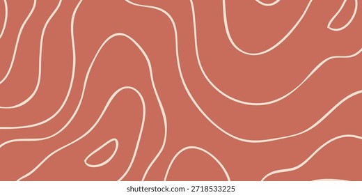 A seamless pattern of abstract topographic contour lines in a warm, earthy tone.