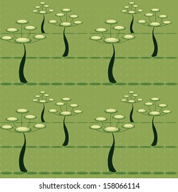 seamless pattern with abstract trees on  big rain