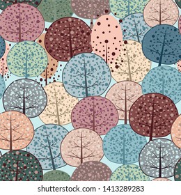Seamless  pattern with abstract trees. Vector illustraition 