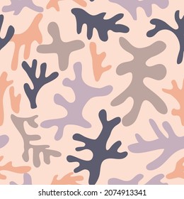 Seamless pattern. Abstract trendy doodle in organic freehand matisse art style. Various Shapes and objects. Contemporary modern icons templates for posters, Social media. Vector