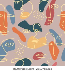 Seamless pattern. Abstract trendy doodle in organic freehand matisse art style. Various Shapes and objects. Contemporary modern icons templates for posters, Social media. Vector