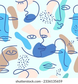 Seamless pattern. Abstract trendy doodle in organic freehand matisse art style. Various Shapes and objects. Contemporary modern icons templates for posters, Social media. Vector