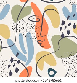 Patrón sin foco. Resumen de doodle a la moda en el estilo de arte de mascotas orgánicas a mano alzada. Diversas formas y objetos. Plantillas modernas de iconos contemporáneos para afiches, medios sociales. Vector