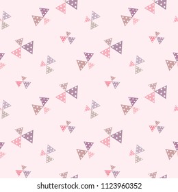 Seamless Pattern of Abstract Triangle with Dot Design on Pink Background