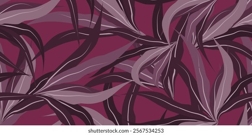 Seamless pattern with abstract tropical floral leaf motif. Vector illustration