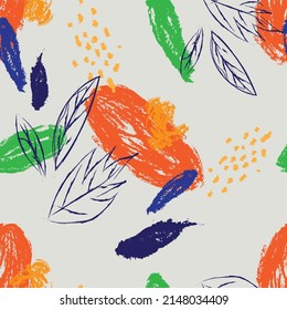 Patrón sin foco de una hoja tropical abstracta. Ilustración moderna de plantas de selva exótica en vector.