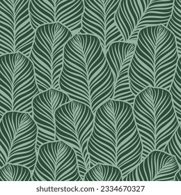 Seamless pattern of abstract tropical leaves on pastel background