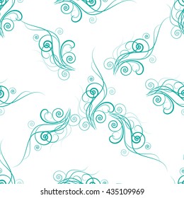 seamless pattern with abstract turquoise floral element. Design for ecology invitation card, wedding, stickers, healthy card, greeting