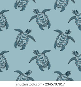 Seamless pattern with abstract turtle. Vector illustration.