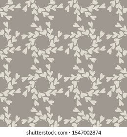 Seamless pattern with Abstract twigs with leaves in the shape of hearts. Noble colors . Vector illustration.