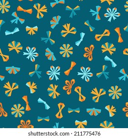 Seamless pattern with abstract various bows and ribbons.
