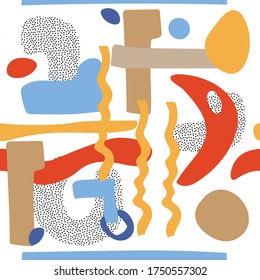 seamless pattern abstract pattern of various shapes. Use for wrapping, textile, wall wallpaper. Vector illustration in hand-drawn style or doodle
