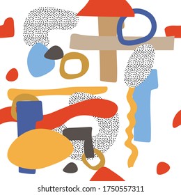 seamless pattern abstract pattern of various shapes. Use for wrapping, textile, wall wallpaper. Vector illustration in hand-drawn style or doodle