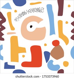 seamless pattern abstract pattern of various shapes. Vector illustration in hand-drawn style or doodle