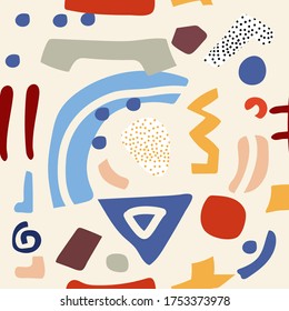 seamless pattern abstract pattern of various shapes.  Vector illustration in hand-drawn style or doodle