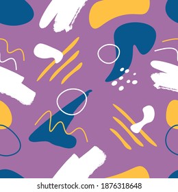 Seamless pattern abstract pattern of various shapes on color background. Use for wrapping, textile, wall wallpaper. Vector illustration in hand-drawn style.