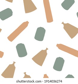 Seamless pattern with abstract vases in pastel colors 