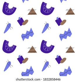 Seamless pattern, abstract vector geometric shapes isolated on a white background. Doodle color drawing collection.