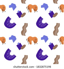 Seamless pattern, abstract vector geometric shapes isolated on a white background. Doodle color drawing collection.