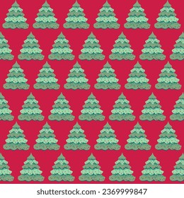Seamless pattern with abstract Vector hand drawn Christmas trees. Cute Christmas background. Template for design, fabric, textile, fashion, print, surface design, paper, cover, interior decor