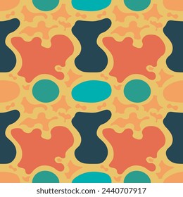 Seamless pattern with abstract vector spots, in the form of islands and rivers. Multicolored