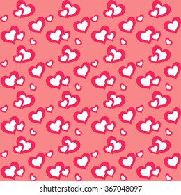 Seamless pattern. Abstract vector texture. Hearts on a pink background. Can be used for wallpaper, textiles, design, web page, background.