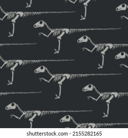 Seamless pattern with abstract velociraptor skeleton. Background with dino for textile, fabric, kids, boy, wrapping paper, Web, clothes, socks and other design.