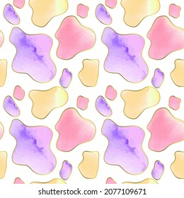 Seamless pattern with abstract watercolor elements. For printing wrapping paper, wallpaper, packaging, fabric. Hand Drawn vector illustration.