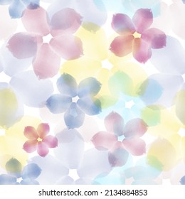Seamless pattern of abstract watercolor flowers. Can be used for fabric, wrapping paper, postcards.