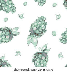 Seamless pattern of abstract watercolor hand drawn beautiful 	vineyard on white background - vector illustration
