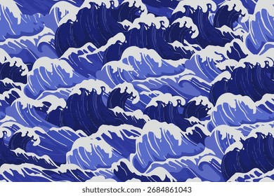 Patrón sin fisuras Onda abstracta Japonés Azul Blanco