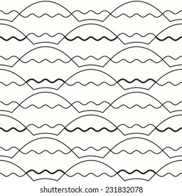 Seamless pattern in abstract waves style. Contrast colors