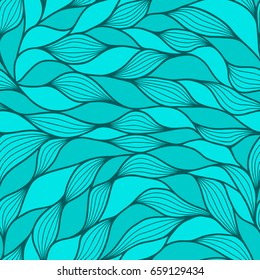 Seamless pattern with abstract waves. Wavy blue azure background. Vector wave texture.