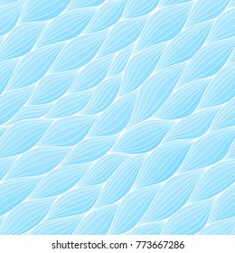 Seamless pattern with abstract waves. Wavy blue azure background. Vector wave texture.