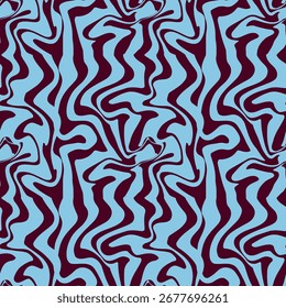Seamless pattern, abstract wavy lines, optical illusion effect, distorted stripes, retro style, groovy style, geometric background, minimalistic, vector illustration, repeating design.