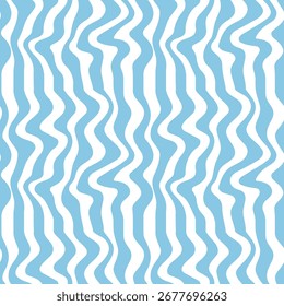 Seamless pattern, abstract wavy lines, optical illusion effect, distorted stripes, retro style, groovy style, geometric background, minimalistic, vector illustration, repeating design.