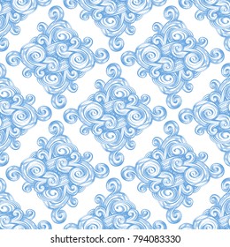 Seamless pattern with abstract wavy ornament for wallpaper, textiles and other items.