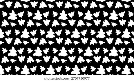 Padrão sem emenda de abstrato branco silhuetas florais em um fundo preto para o design têxtil	