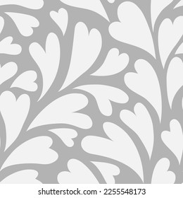 Seamless pattern with abstract white heart silhouette. Cute background for Valentine's Day or wedding design. Vector stock illustration.	