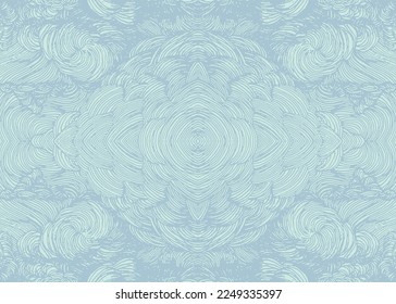 Seamless pattern abstract white live wave on blue background look like floral