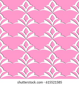 seamless pattern of abstract white shapes with calligraphic lines